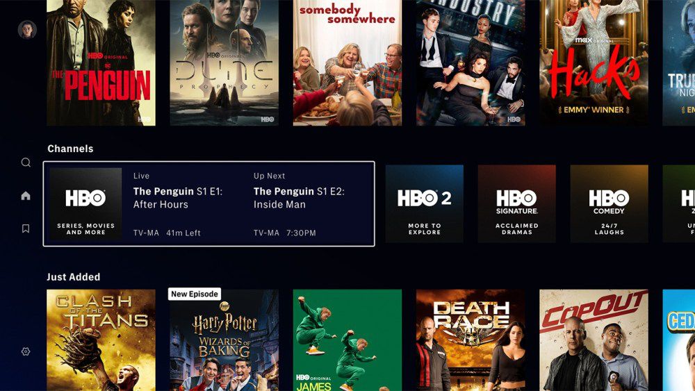 A view of the HBO channels being tested on Max. 