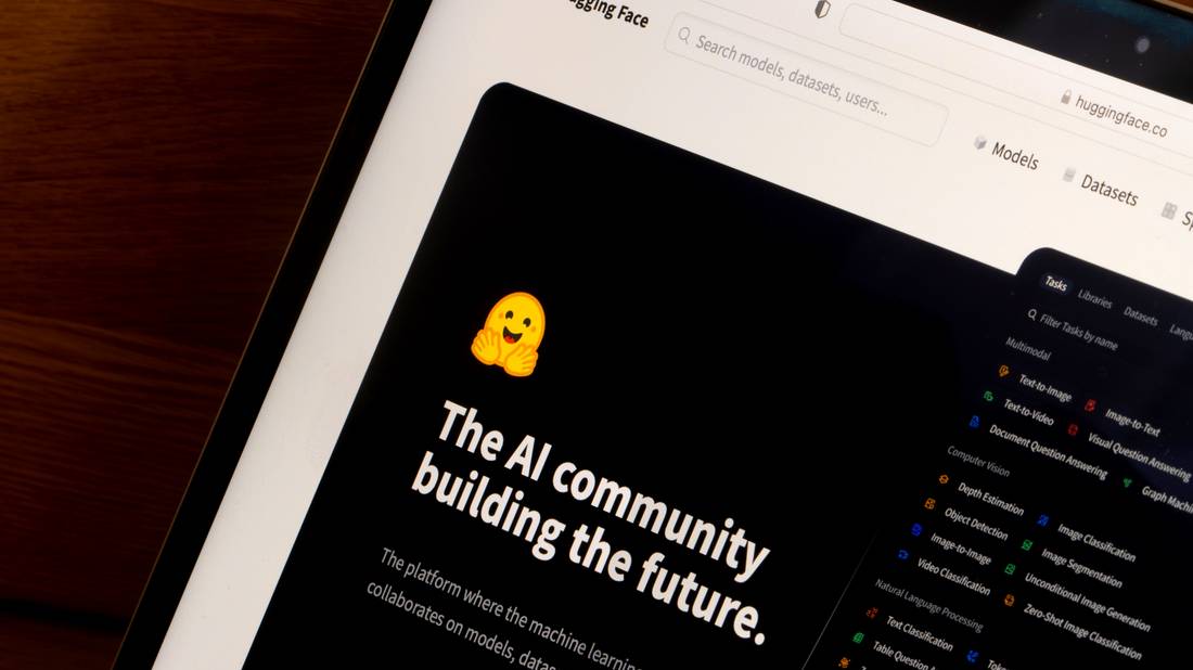 Hugging Face home page on computer screen