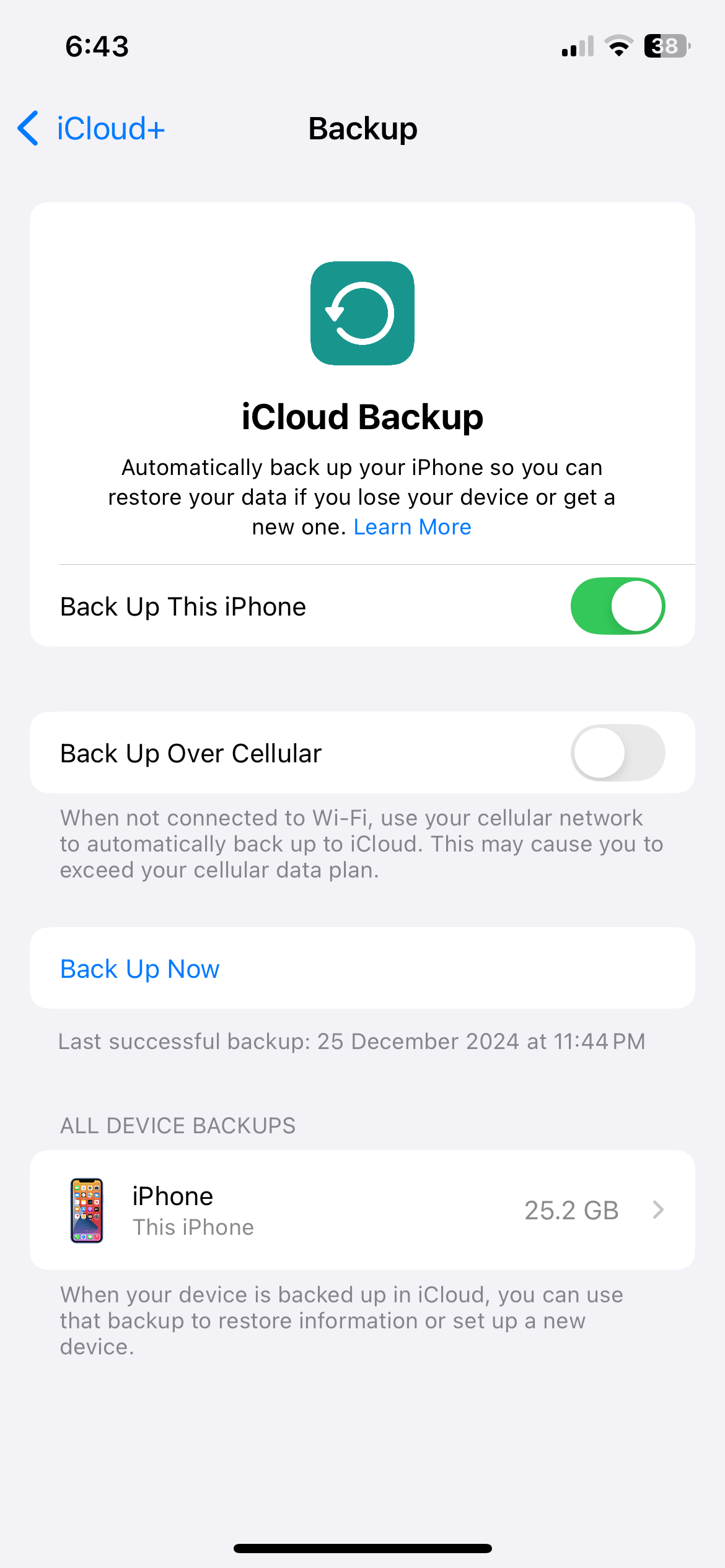 تنظیمات پشتیبان گیری iCloud در آیفون