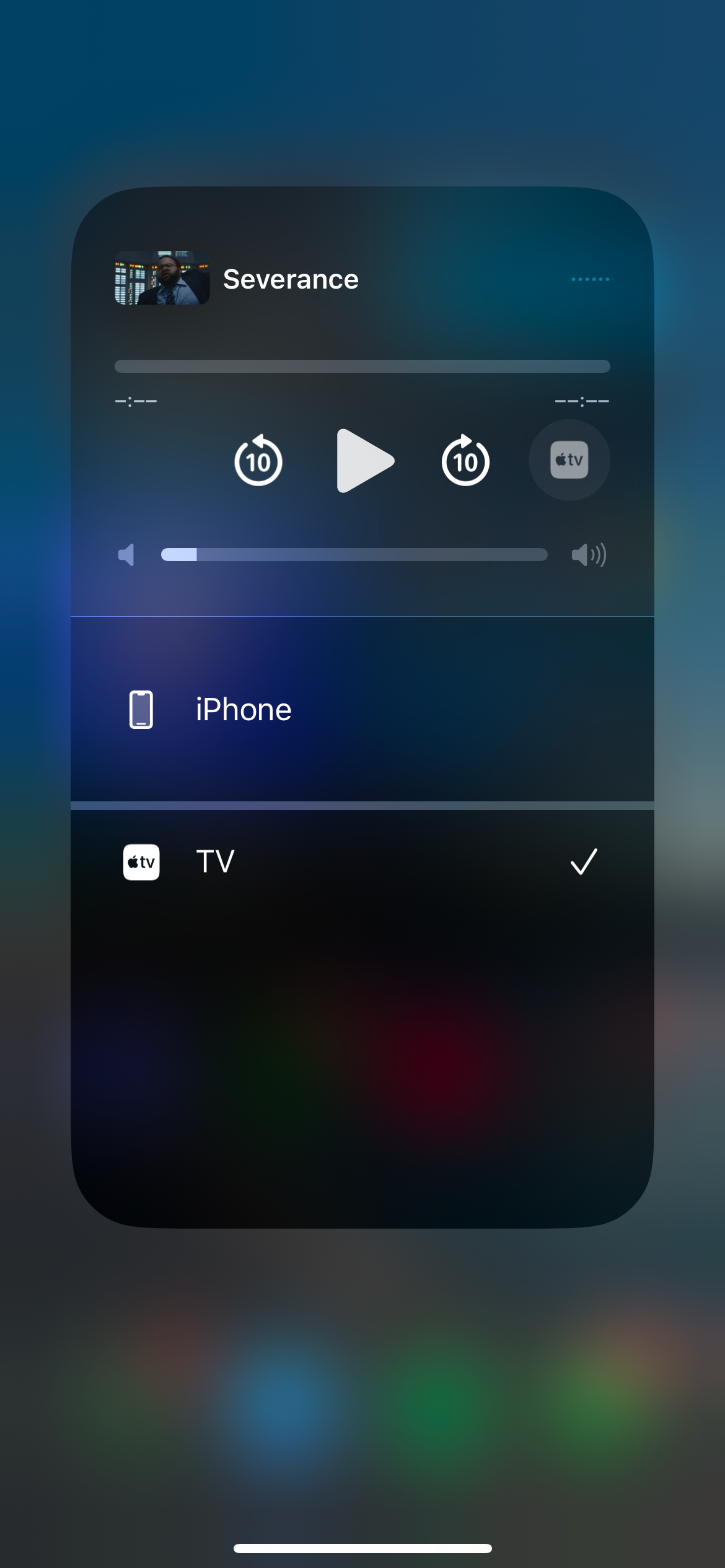 iOS 18 AirPlay Menu With the Option to AirPlay Content to and Apple TV