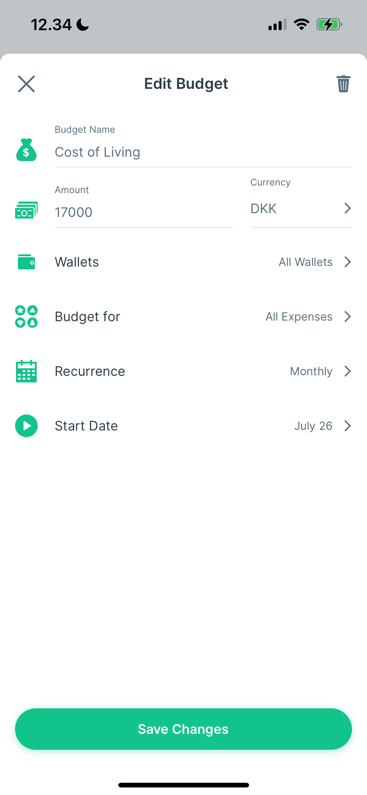 Building a budget in the Spendee app