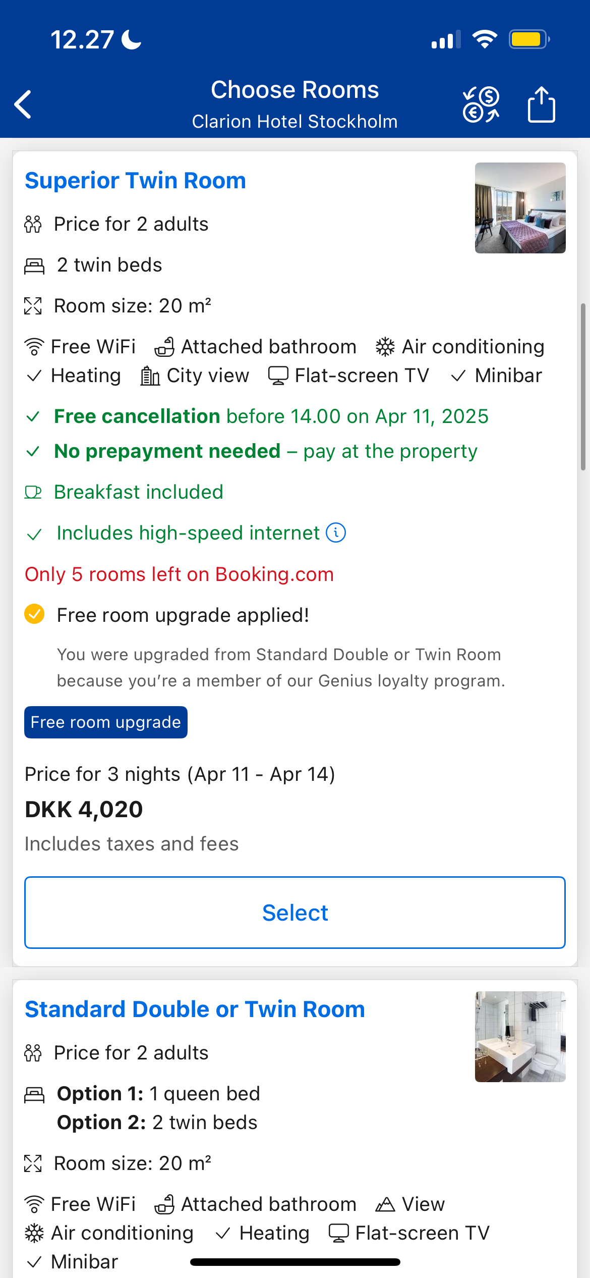 The option to cancel for free in Booking.com