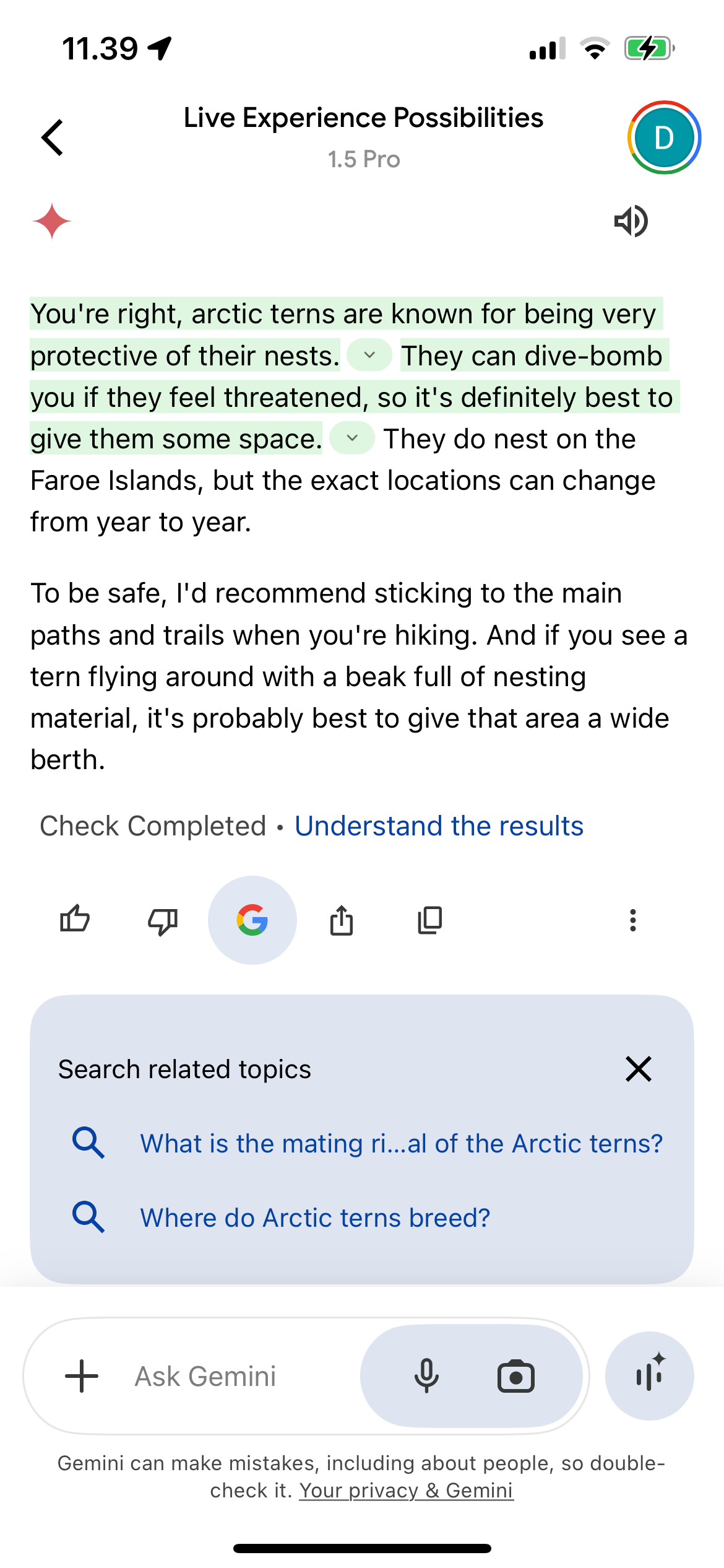 Access related searches in the Gemini app