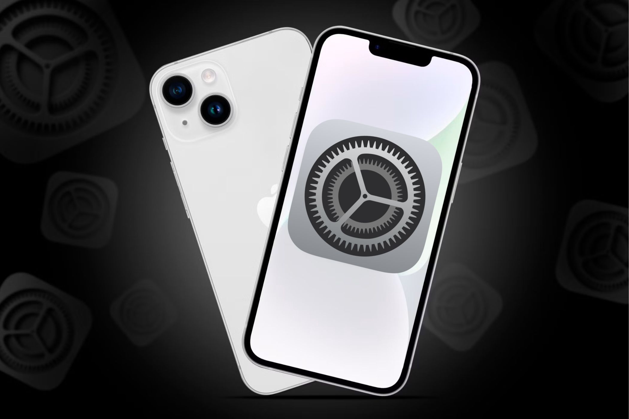 iPhone Showing Settings Icon With Gears Black Gradient Background