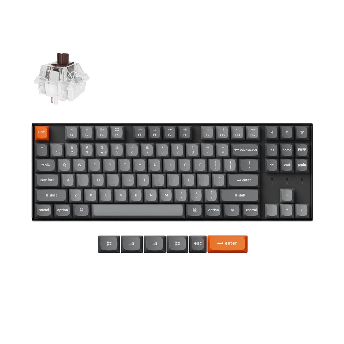 Keychron K8 Max with Brown Switches option.