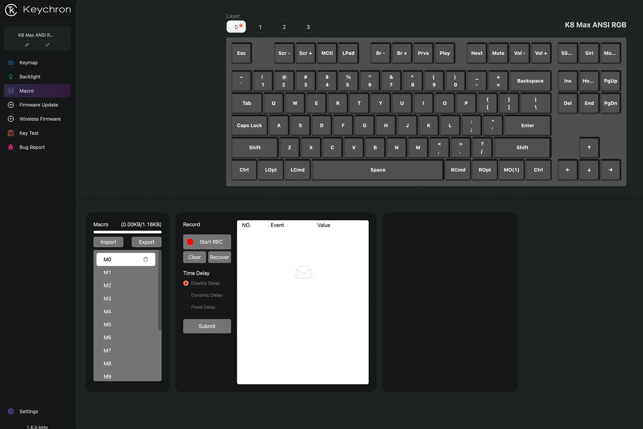 Keychron Launcher Software macro page_