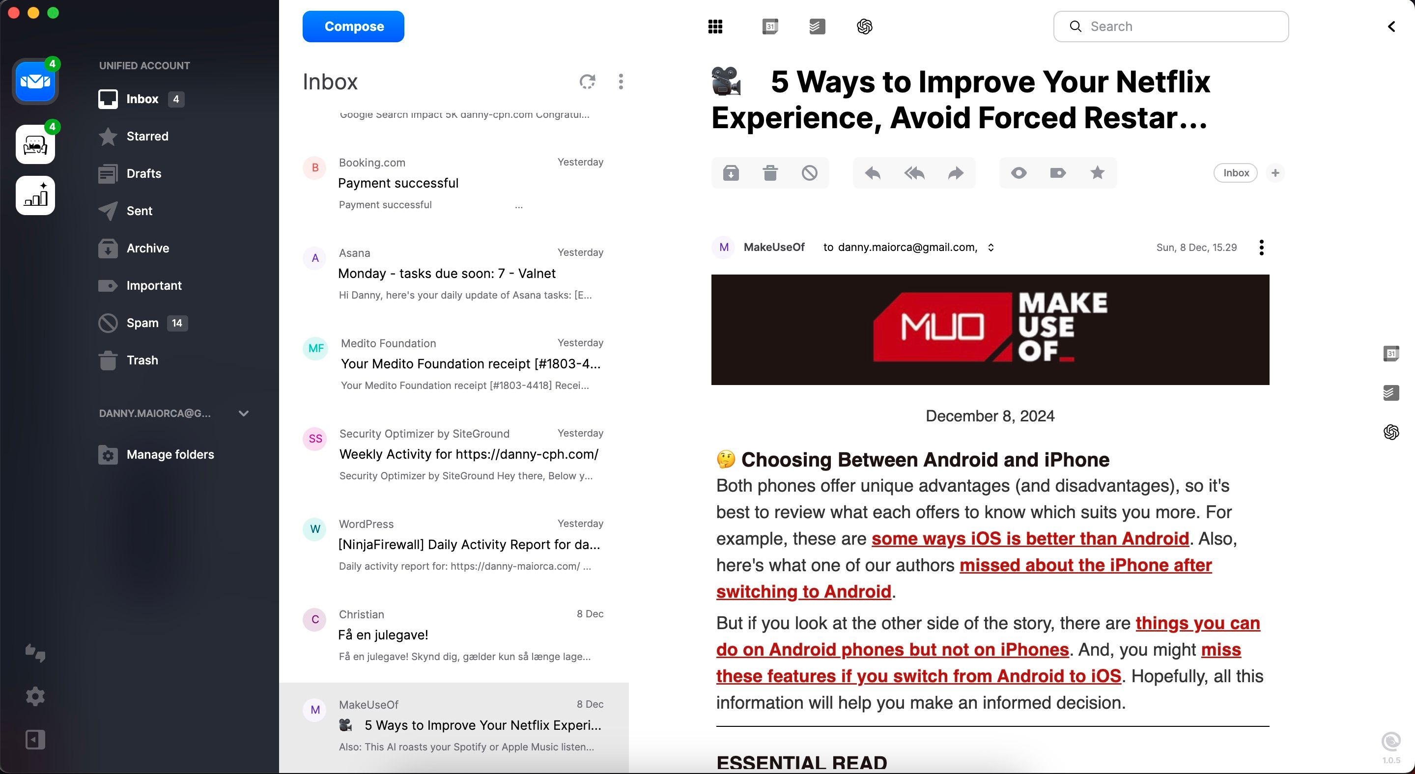 Creating a unified inbox in the Mailbird app