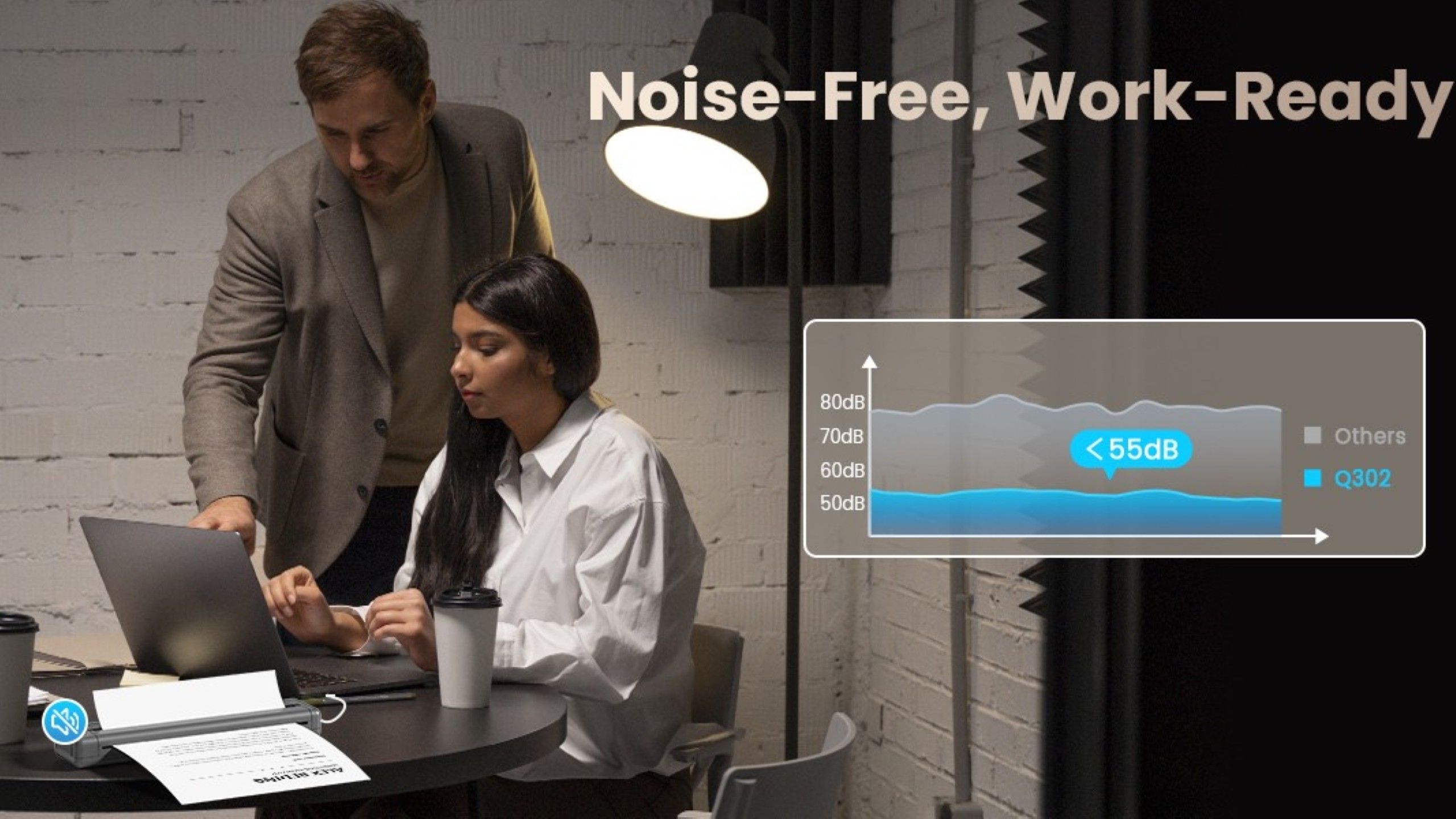 Executives Using the Low-Noise Phomemo Q302 in the Office