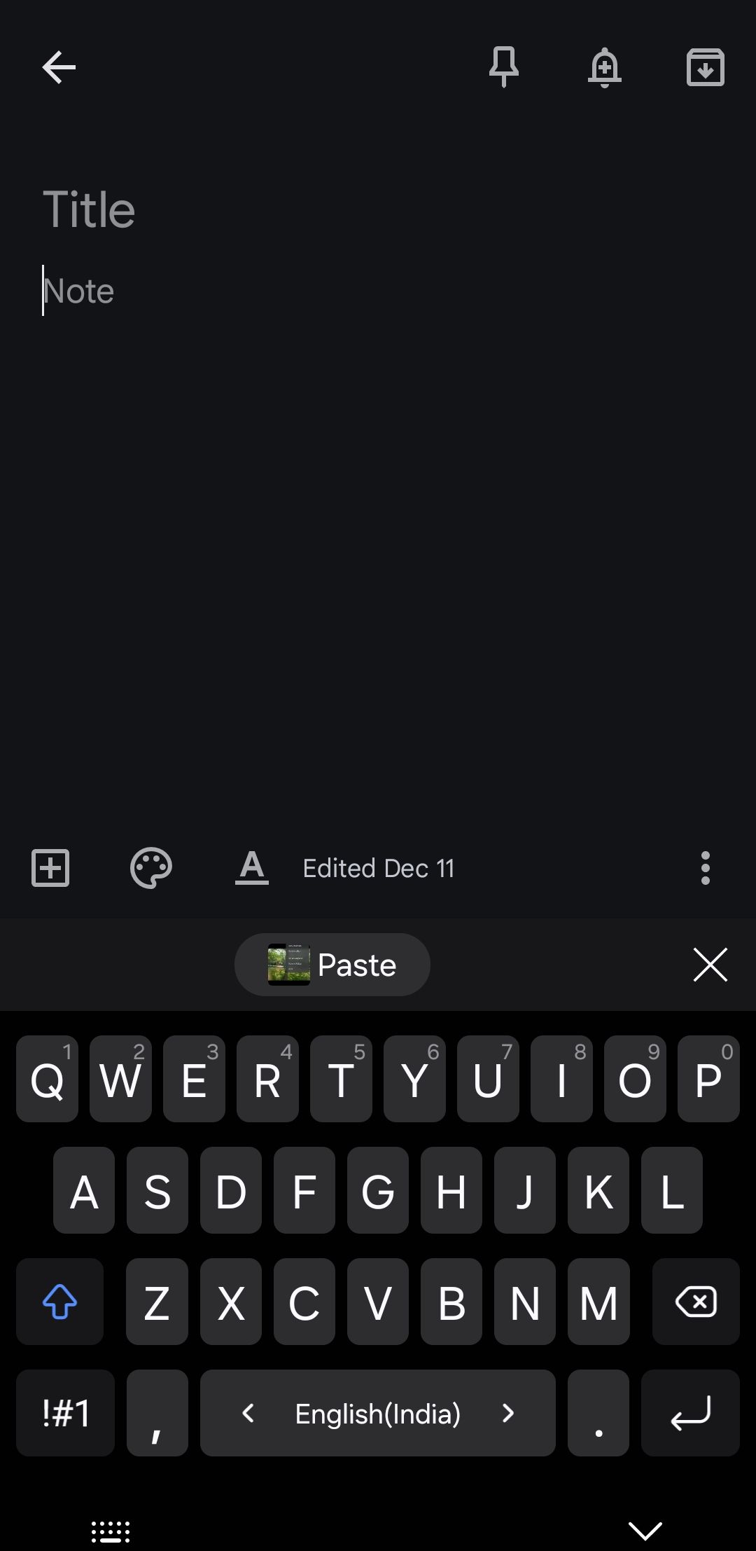 Notes app with keyboard open on Samsung phone