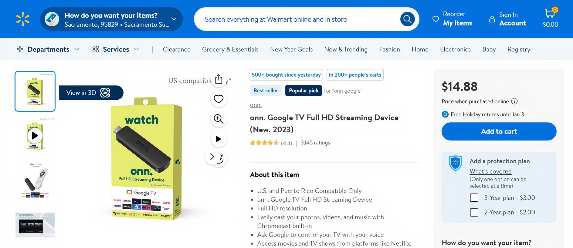 on streaming device at walmart.com