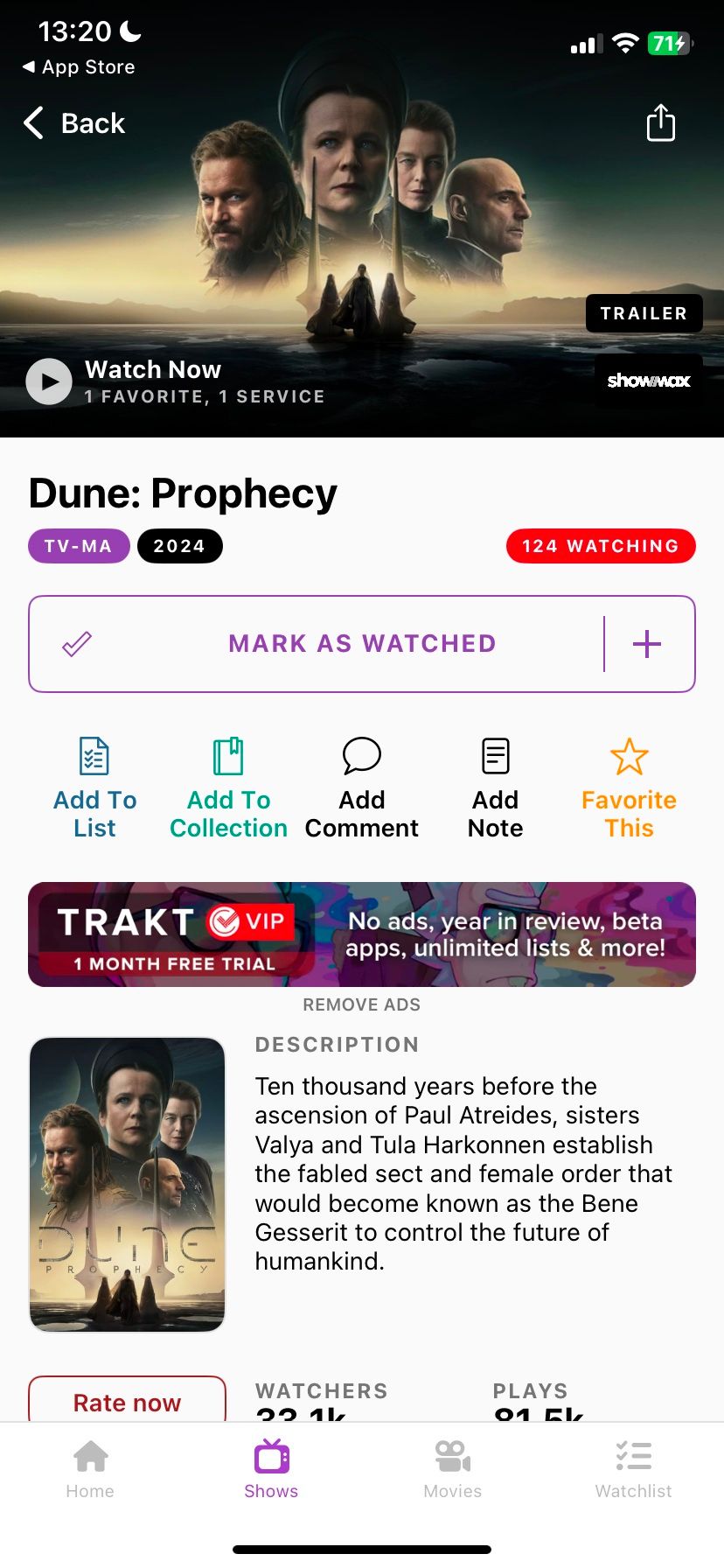 оценка фильма на trakt.tv