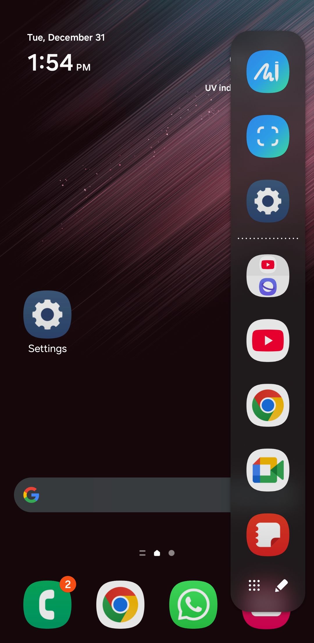 Samsung Notes app in Edge panel