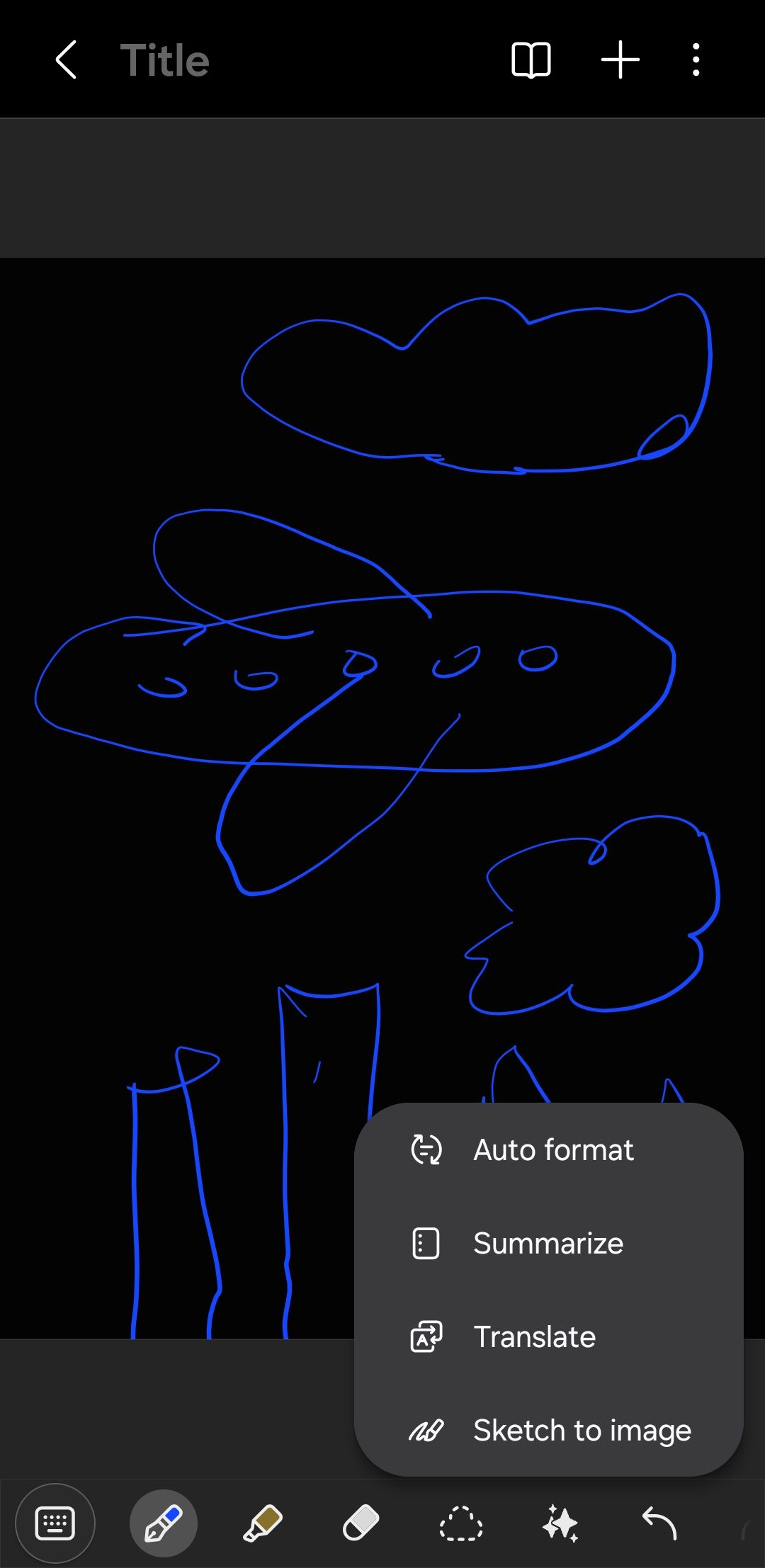 Samsung Notes app showing sketch to image option