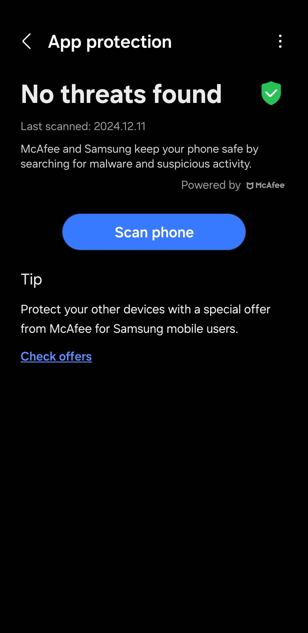 Scan phone option on Android