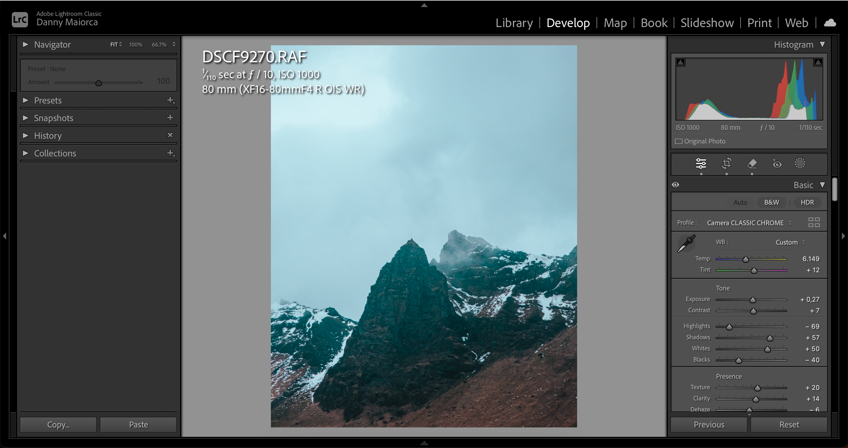 Фото, обработанное ИИ в Lightroom