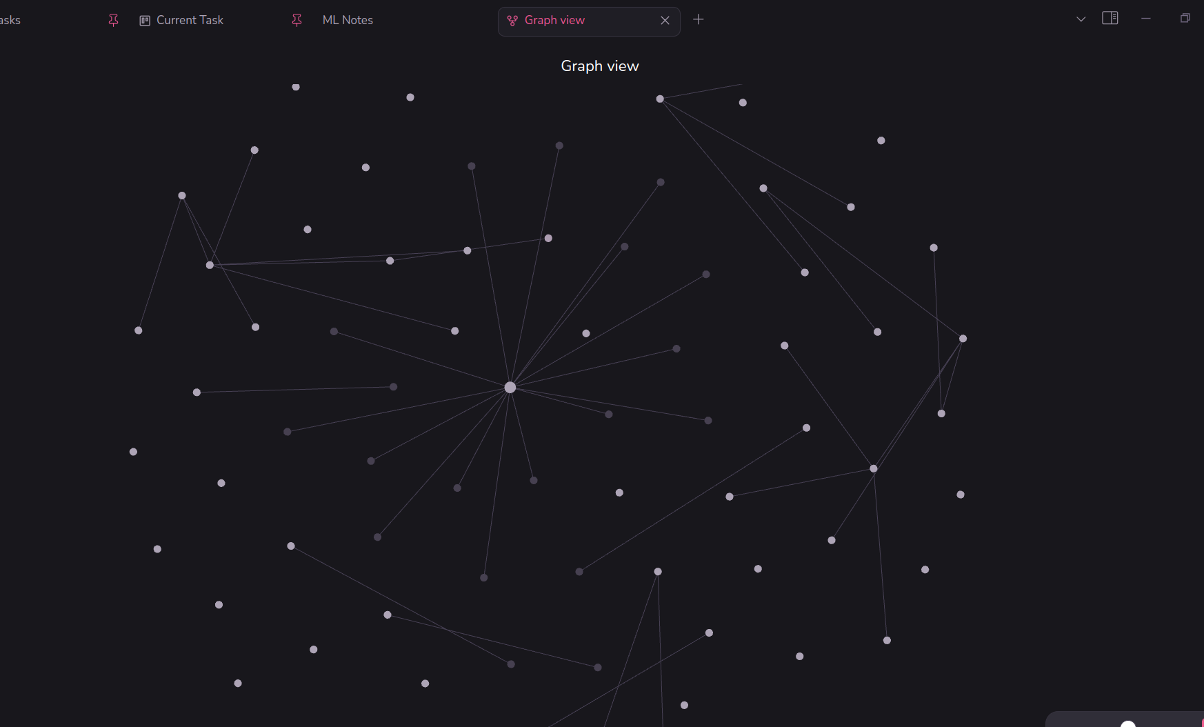 Obsedian graph view that shows relationship between different notes, and how to they connect