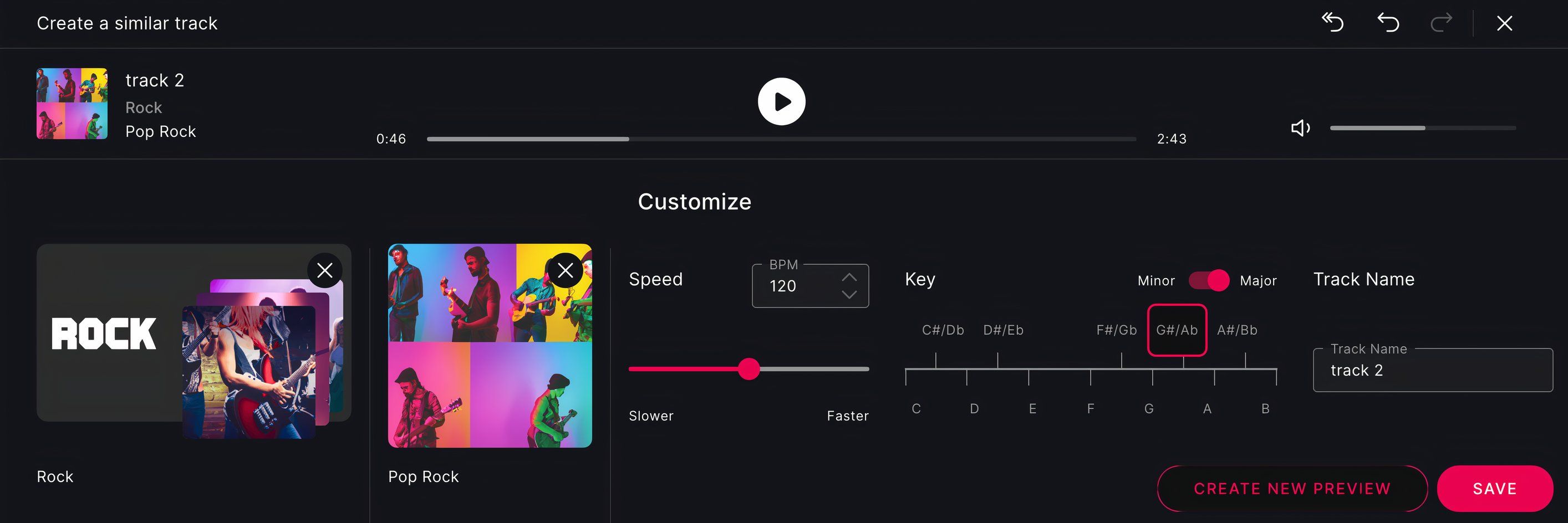 The Soundful arrange page with instrument tracks. 