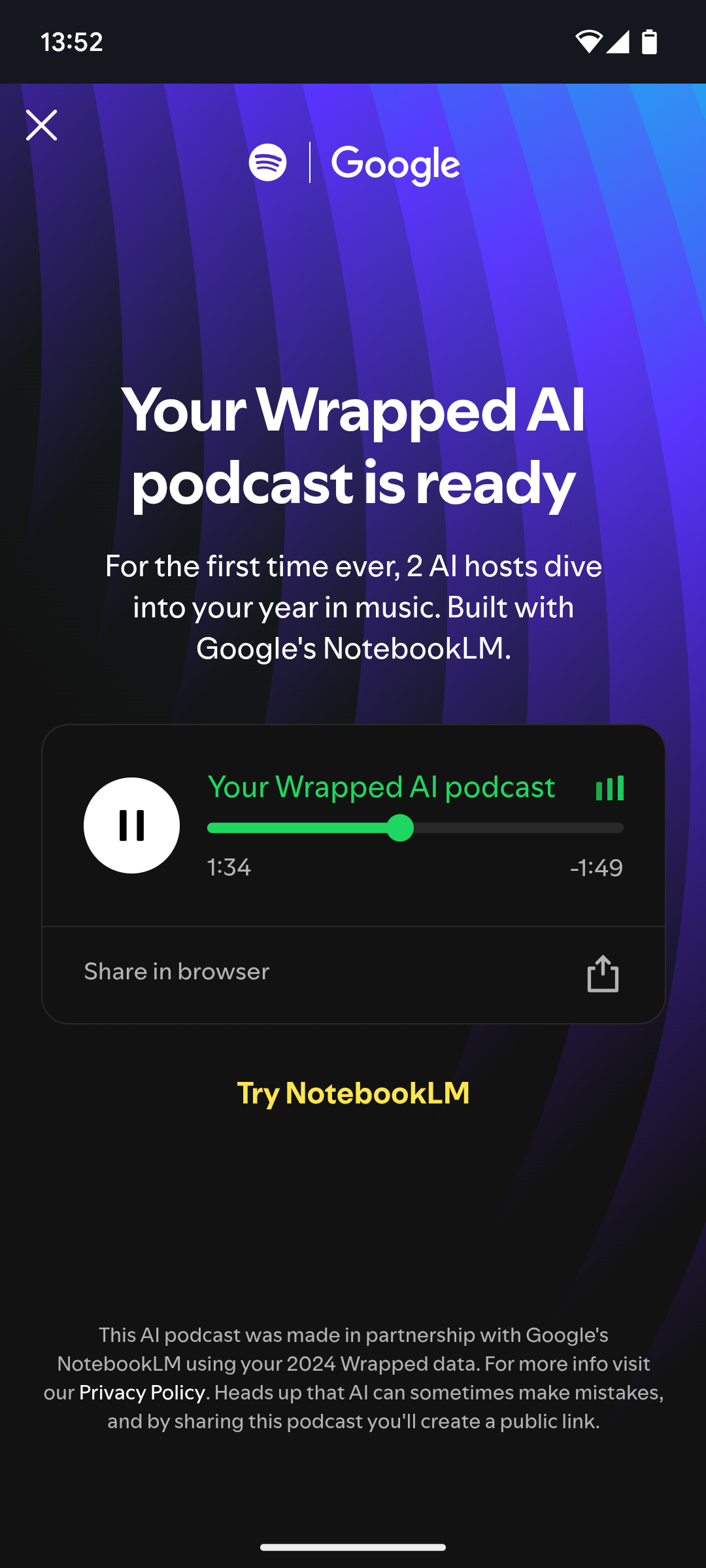 Listening to Spotify's Wrapped AI Podcast