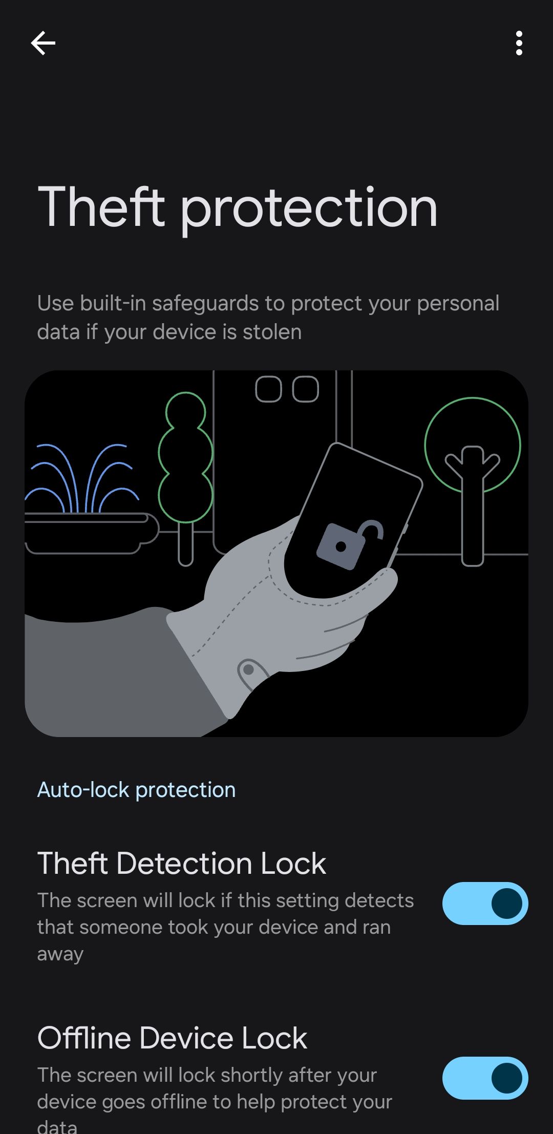 Theft protection feature on Android