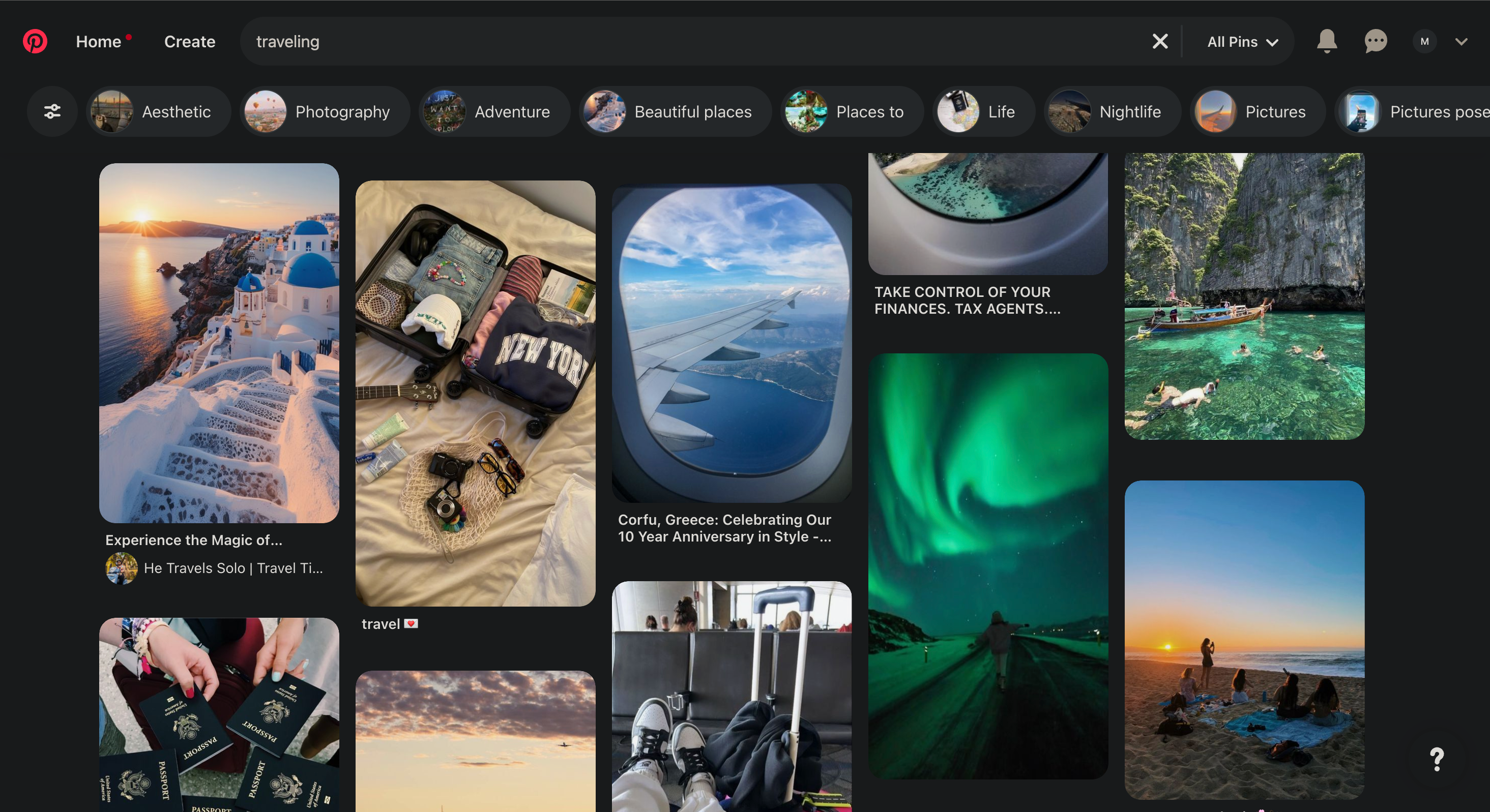 travel images uploaded to the Pinterest website 