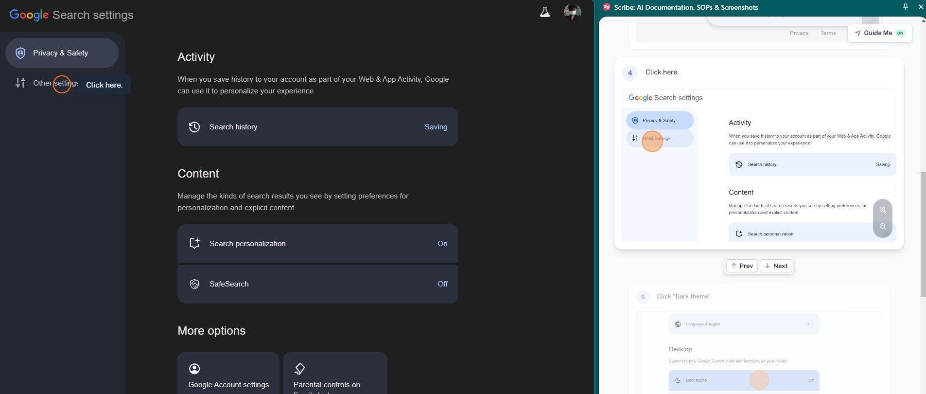 Scribe Guide automatic guide feature