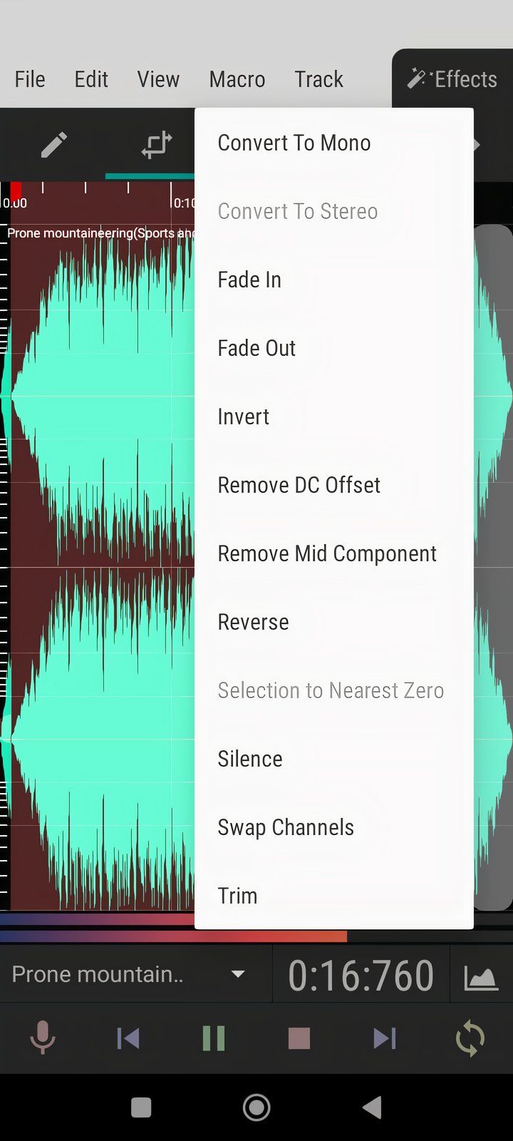 Using the audio editing function on a phone.