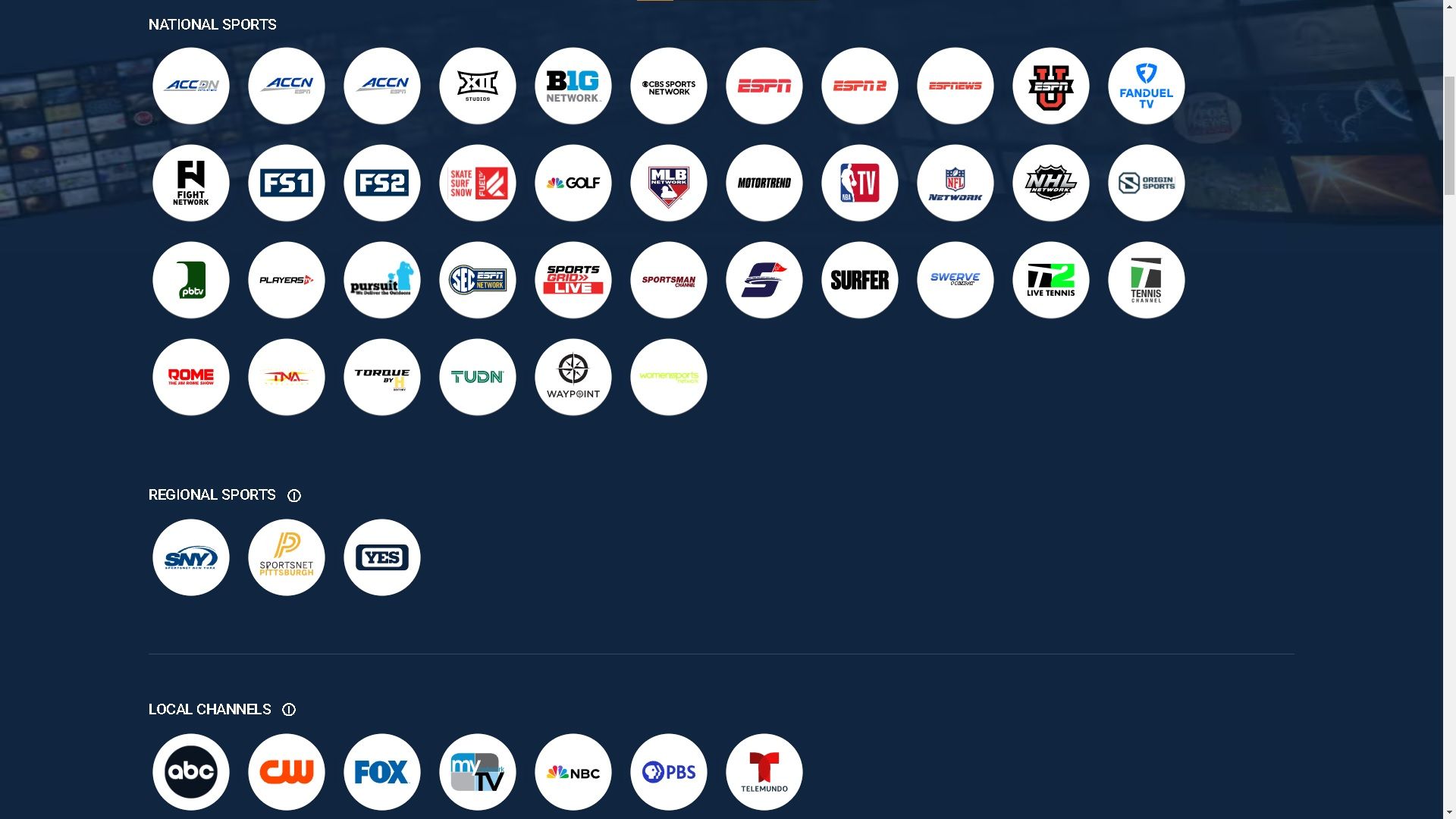 A list of the live tv channels available on DirecTV.