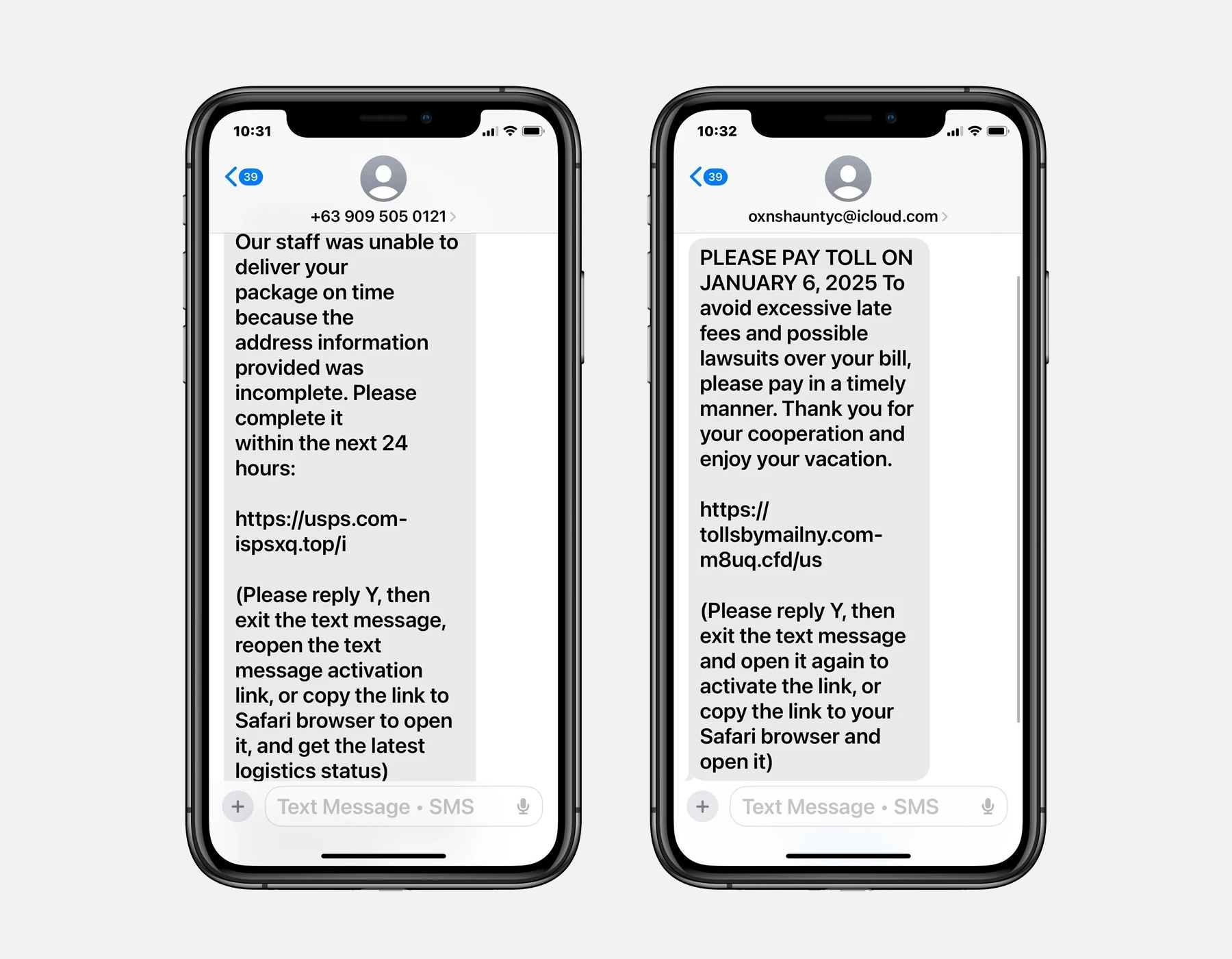 bleeping computer imessage phishing text examples