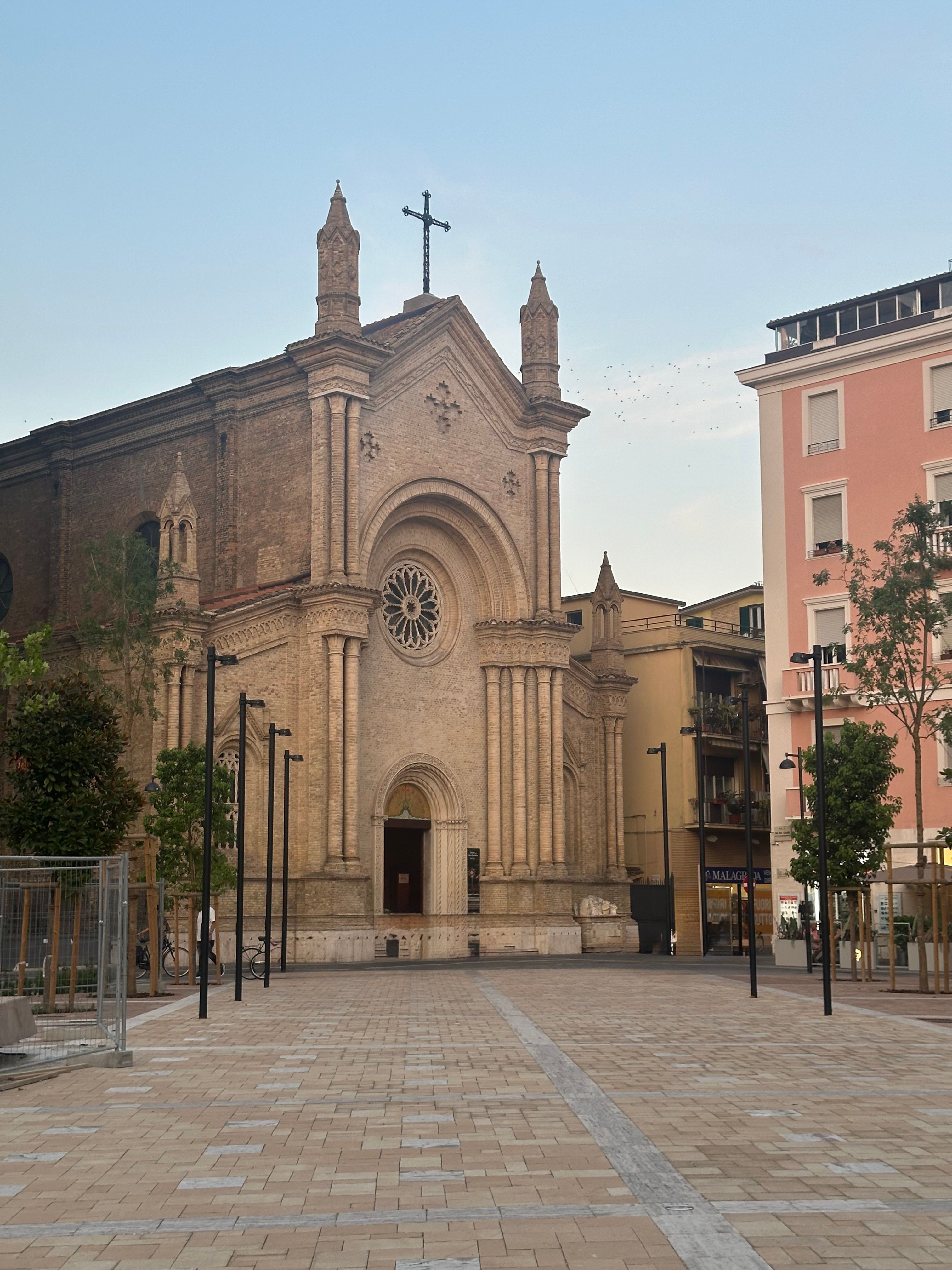 Facade of a historic church building edited with Apple Clean Up