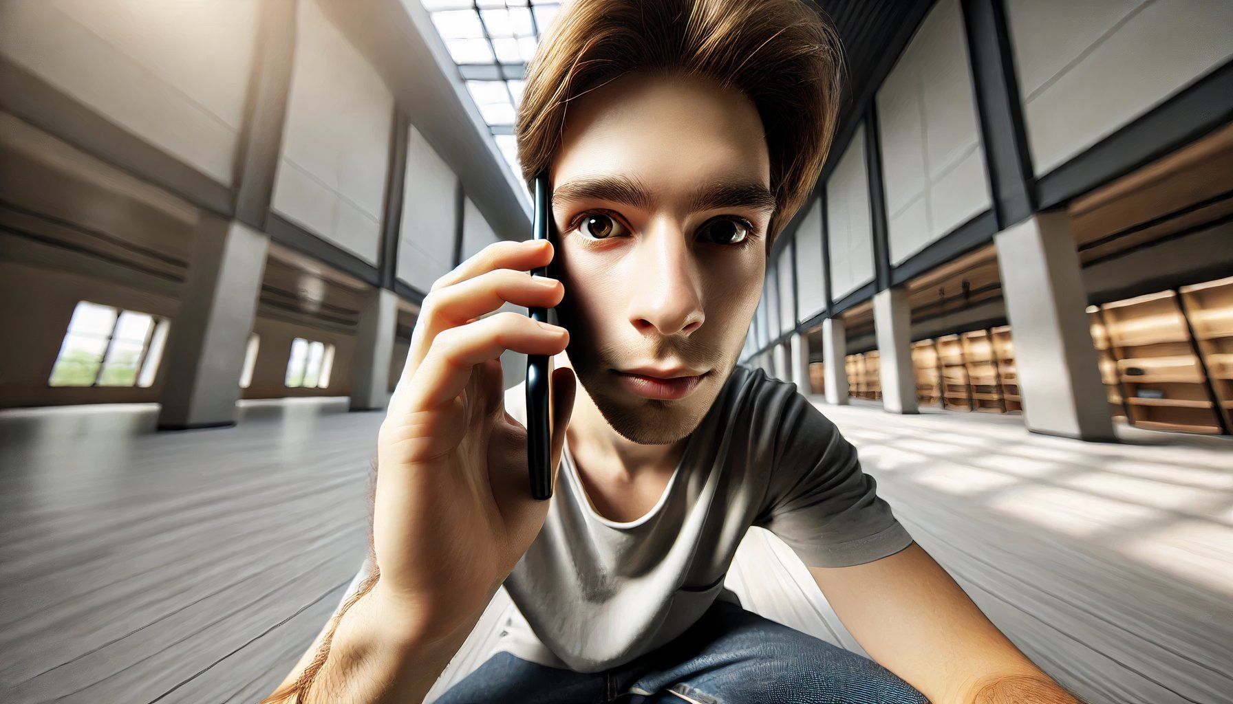 An image of a person with a phone generated in DALL-E