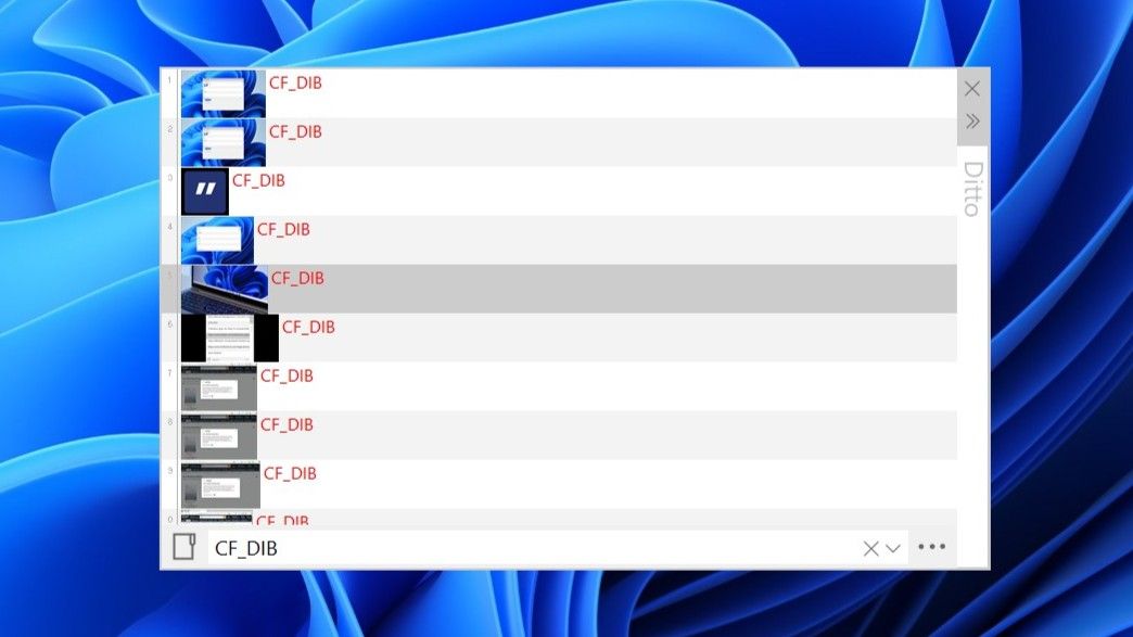 Ditto clipboard app showing copied images