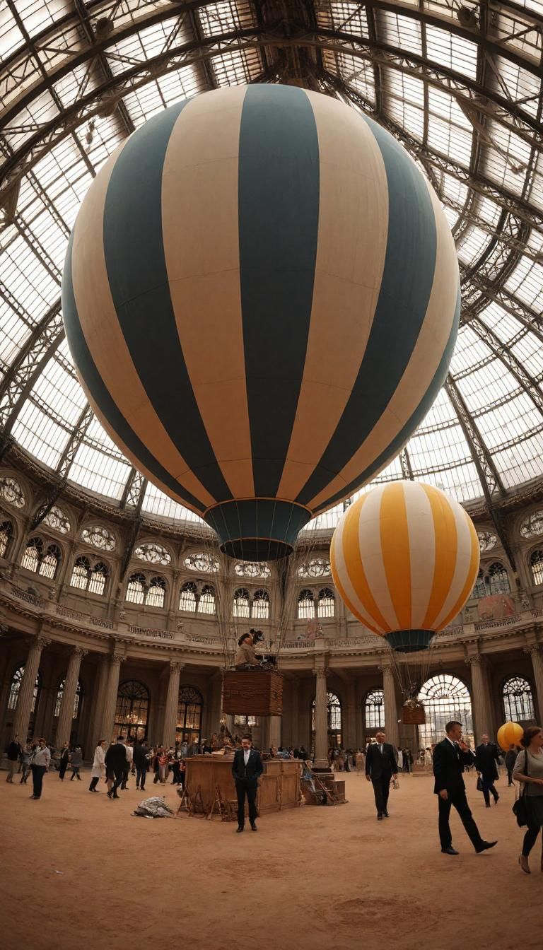 AI-generated image depicting two balloons in an enclosed space in Paris