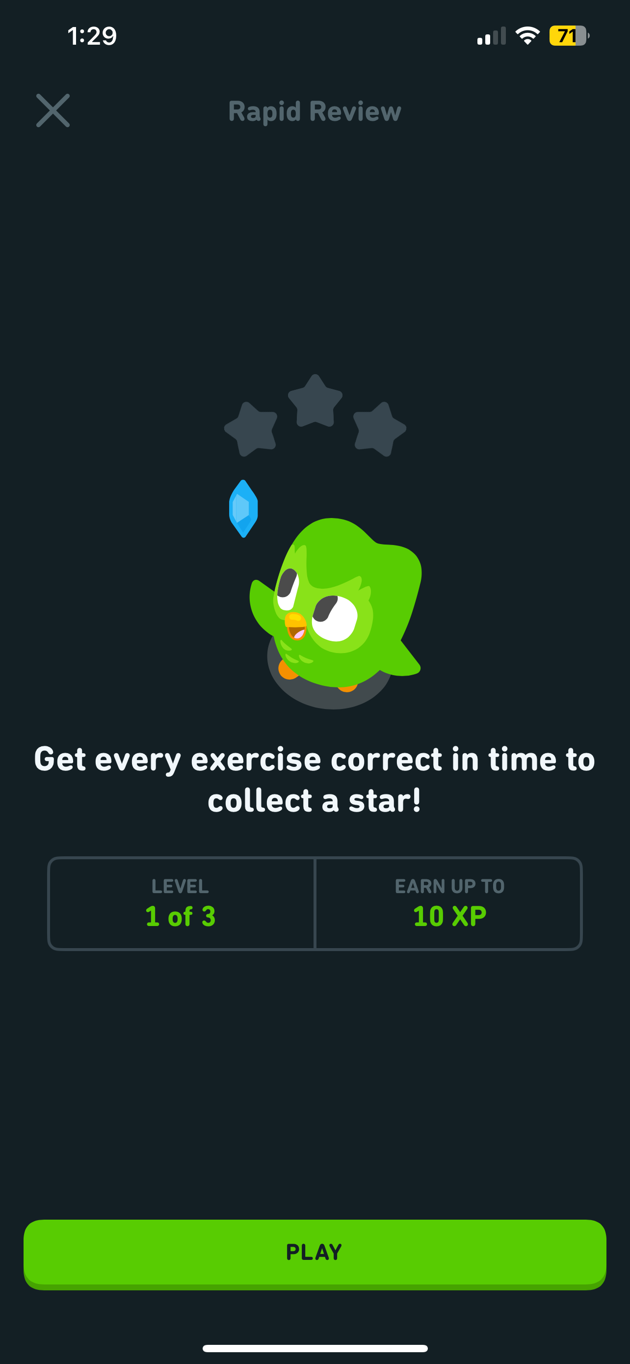 Сессия Быстрого обзора Duolingo 1 из 3