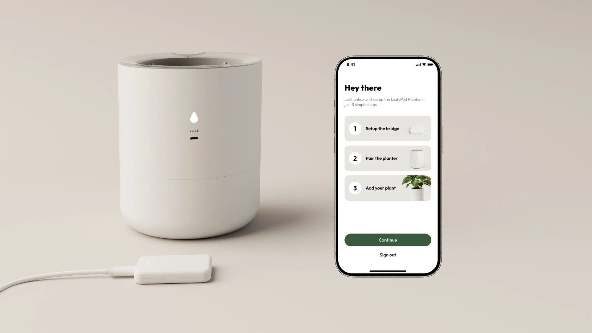 The LeafyPod with app. 