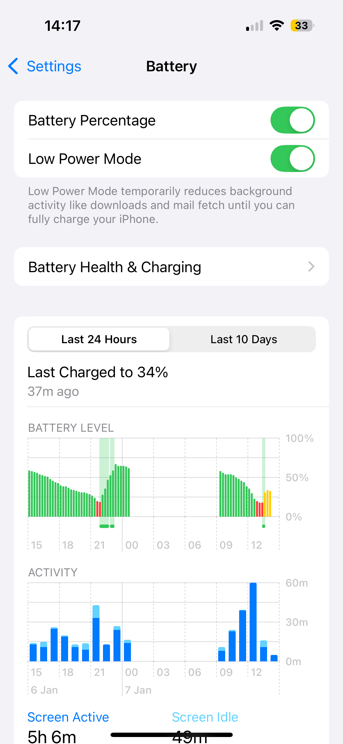 Checking on iPhone battery status