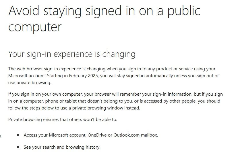 advice for staying logged out on public devices