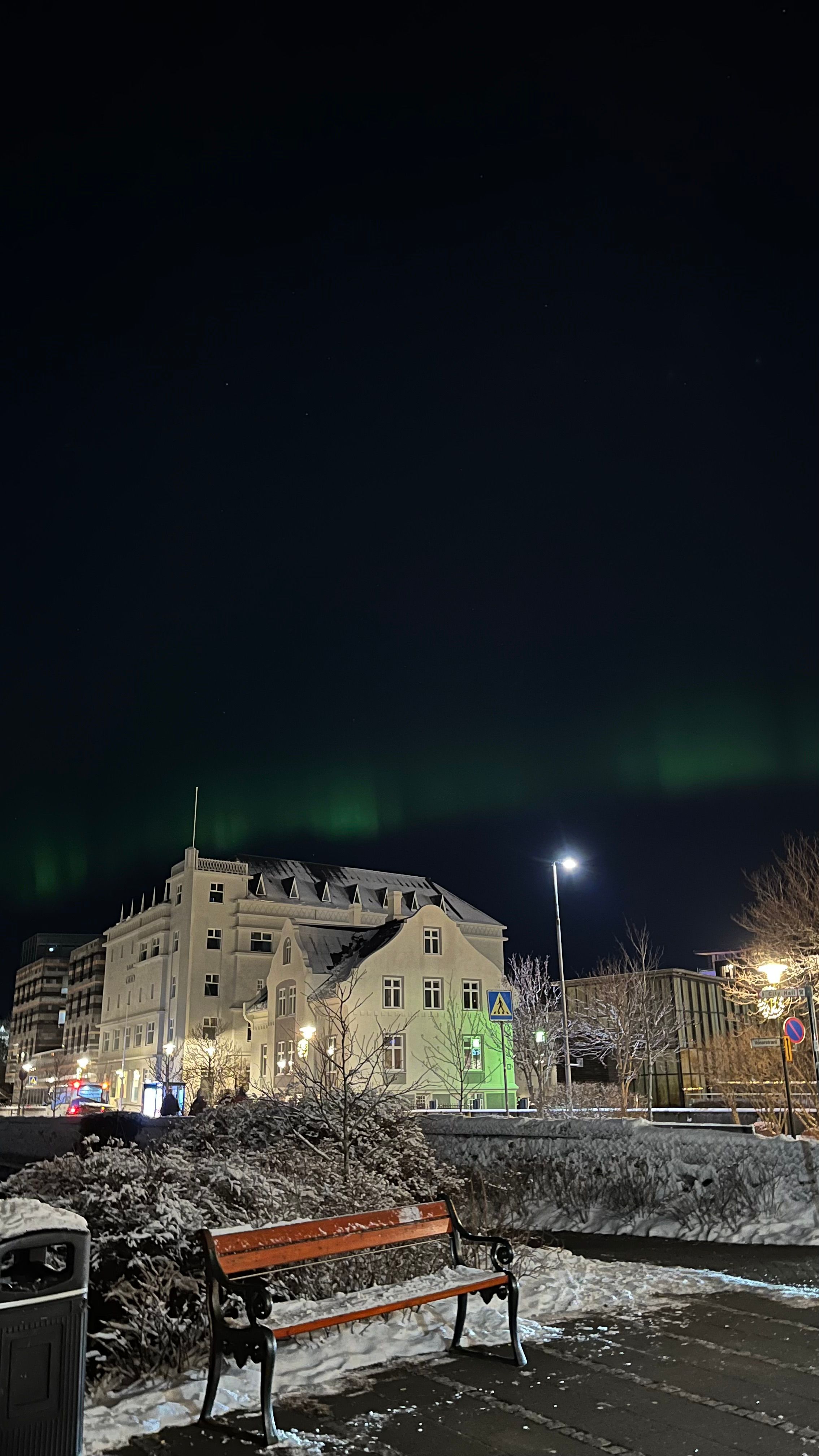 A picture of the Northern Lights taken at night 