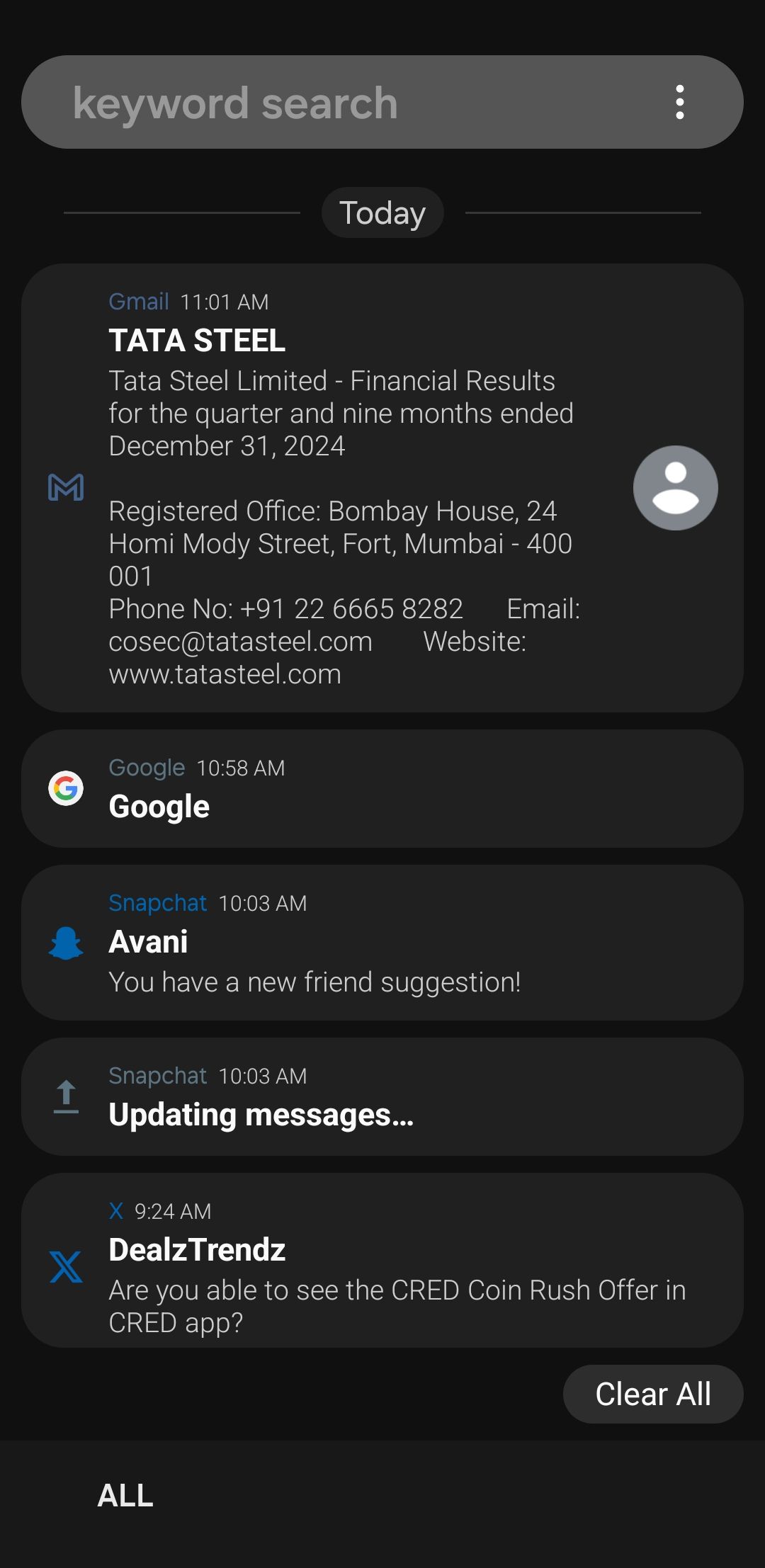 Notification history in NotiStar module