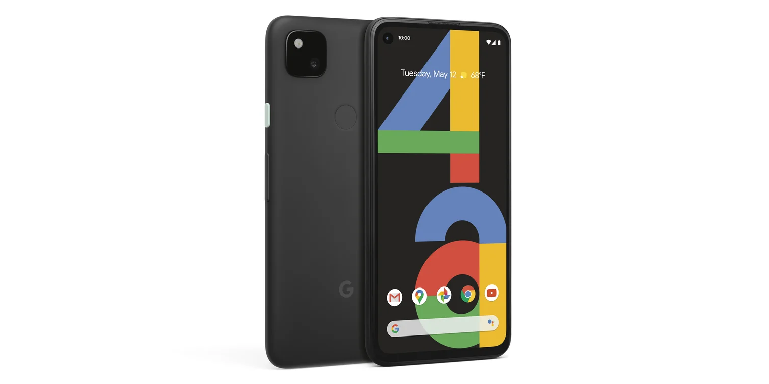 A product image of the Pixel 4a front and back