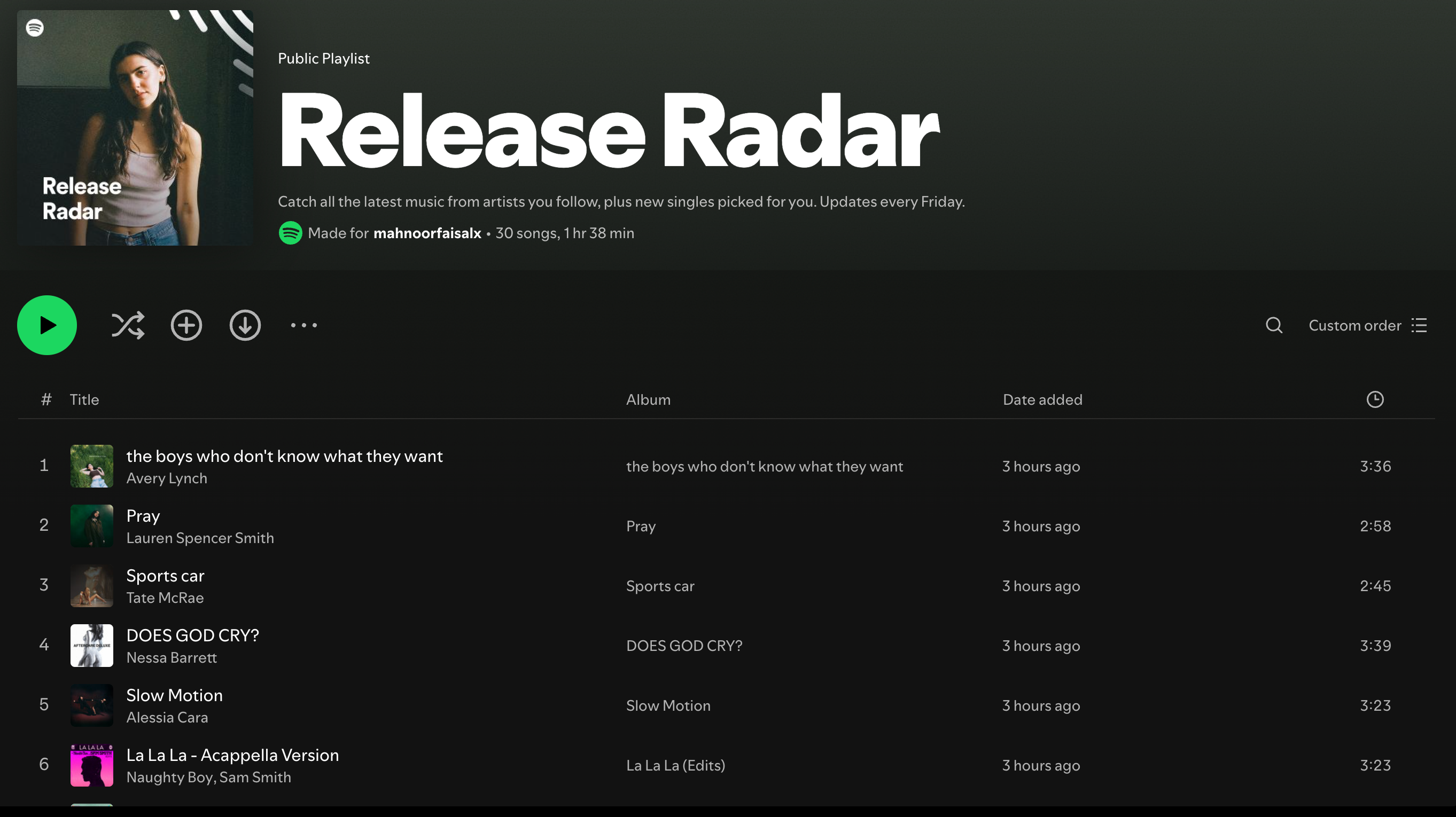 Release Radar Spotify playlist