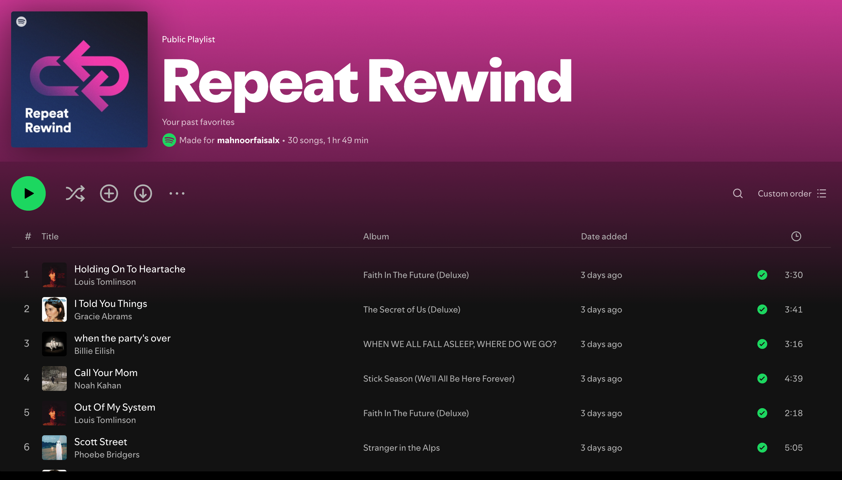 Repeat Rewind Spotify playlist