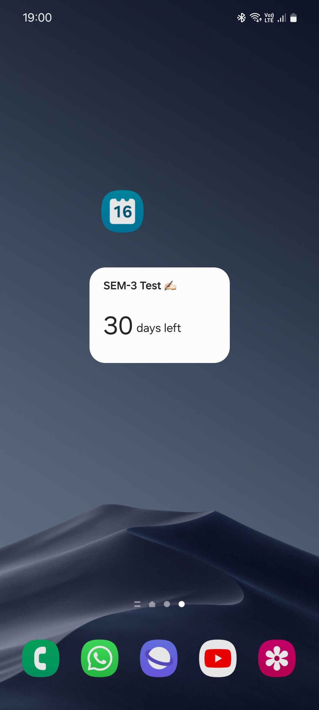 Samsung Calendar countdown widget on home screen