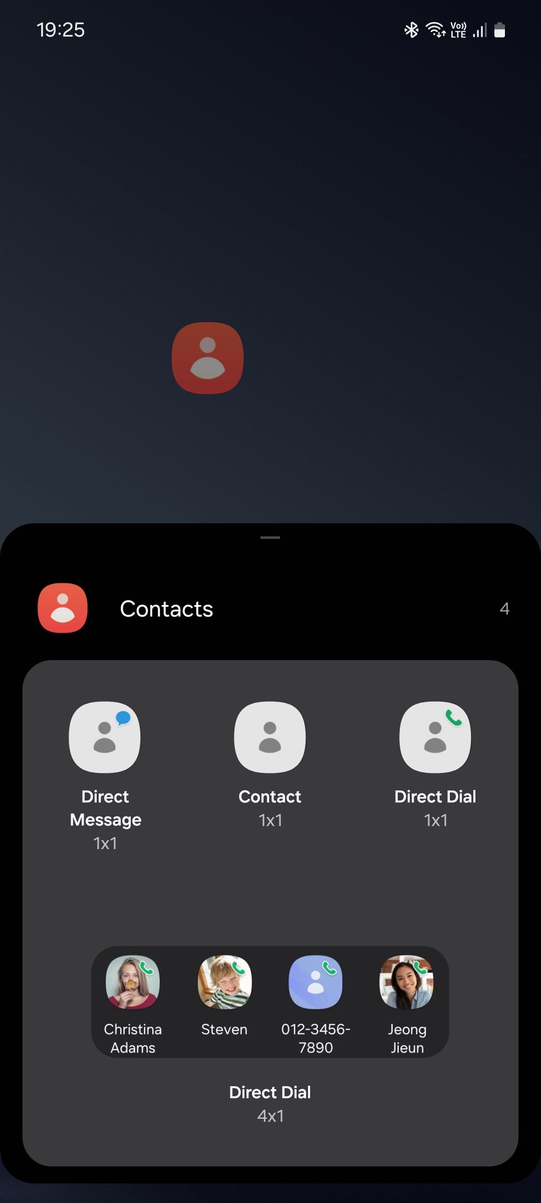 Samsung Contacts widgets list