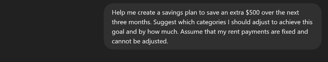 Screenshot of improved savings prompt in ChatGPT