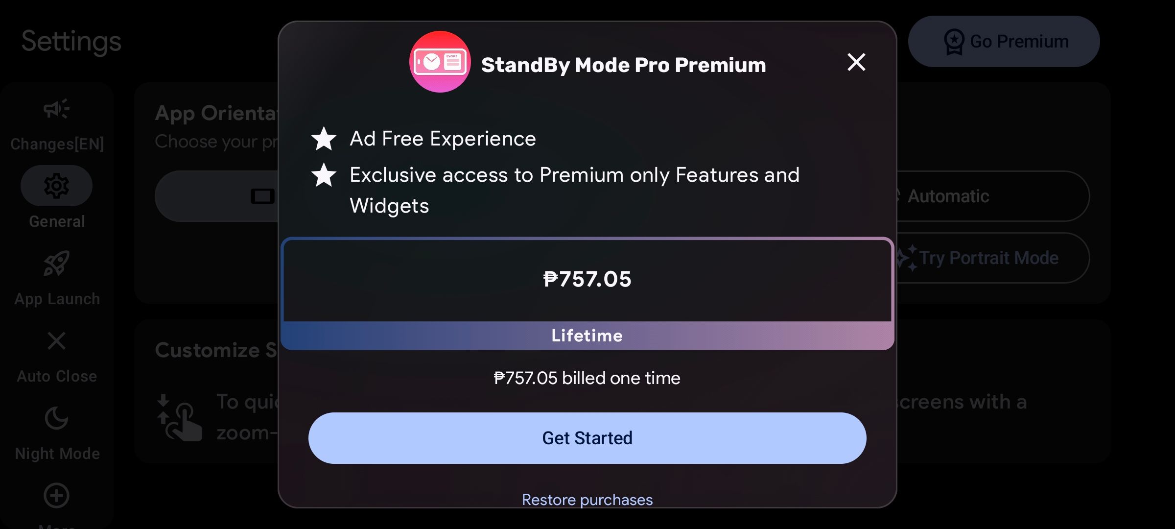 Lifetime purchase for StandBy Mode Pro