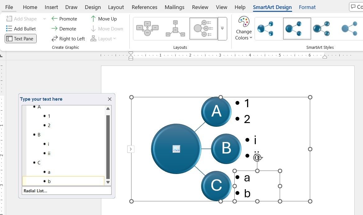 SmartArt Design in a Word document