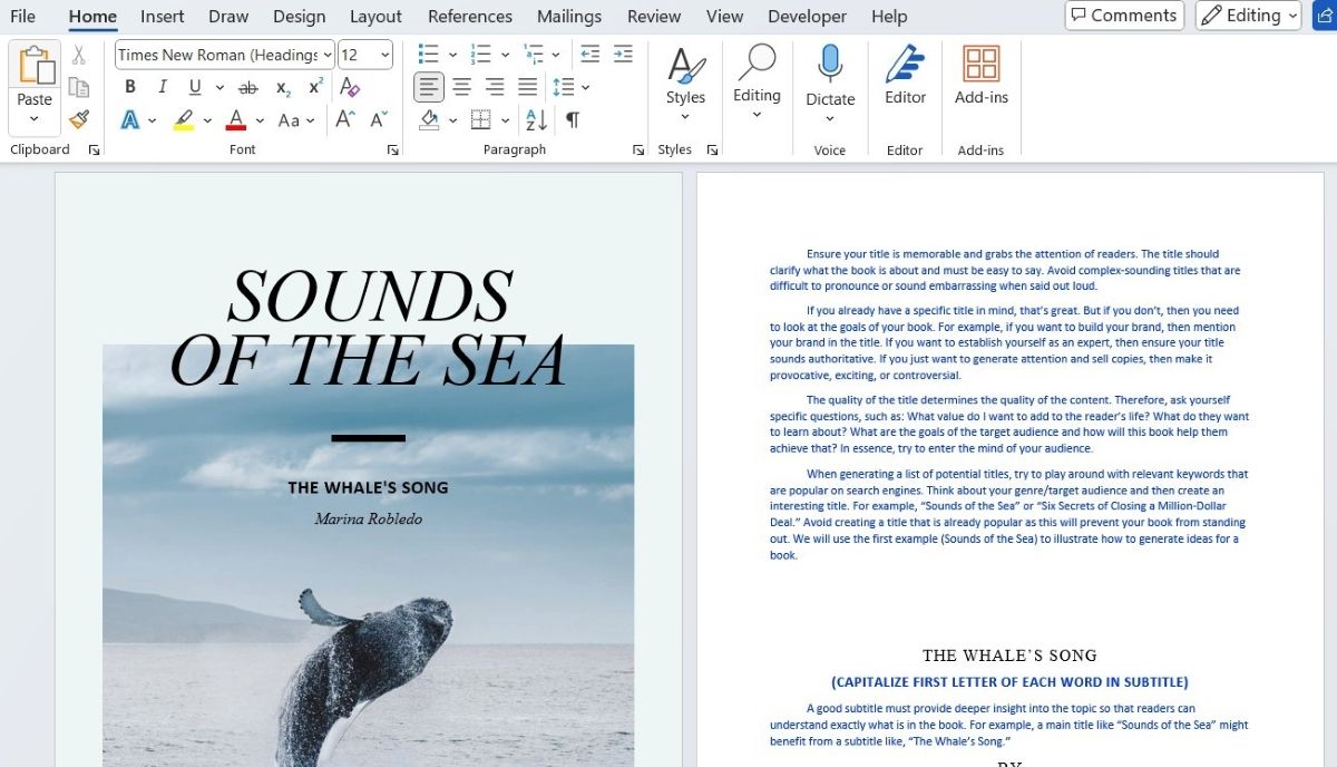 Sounds of the sea eBook in a Word document