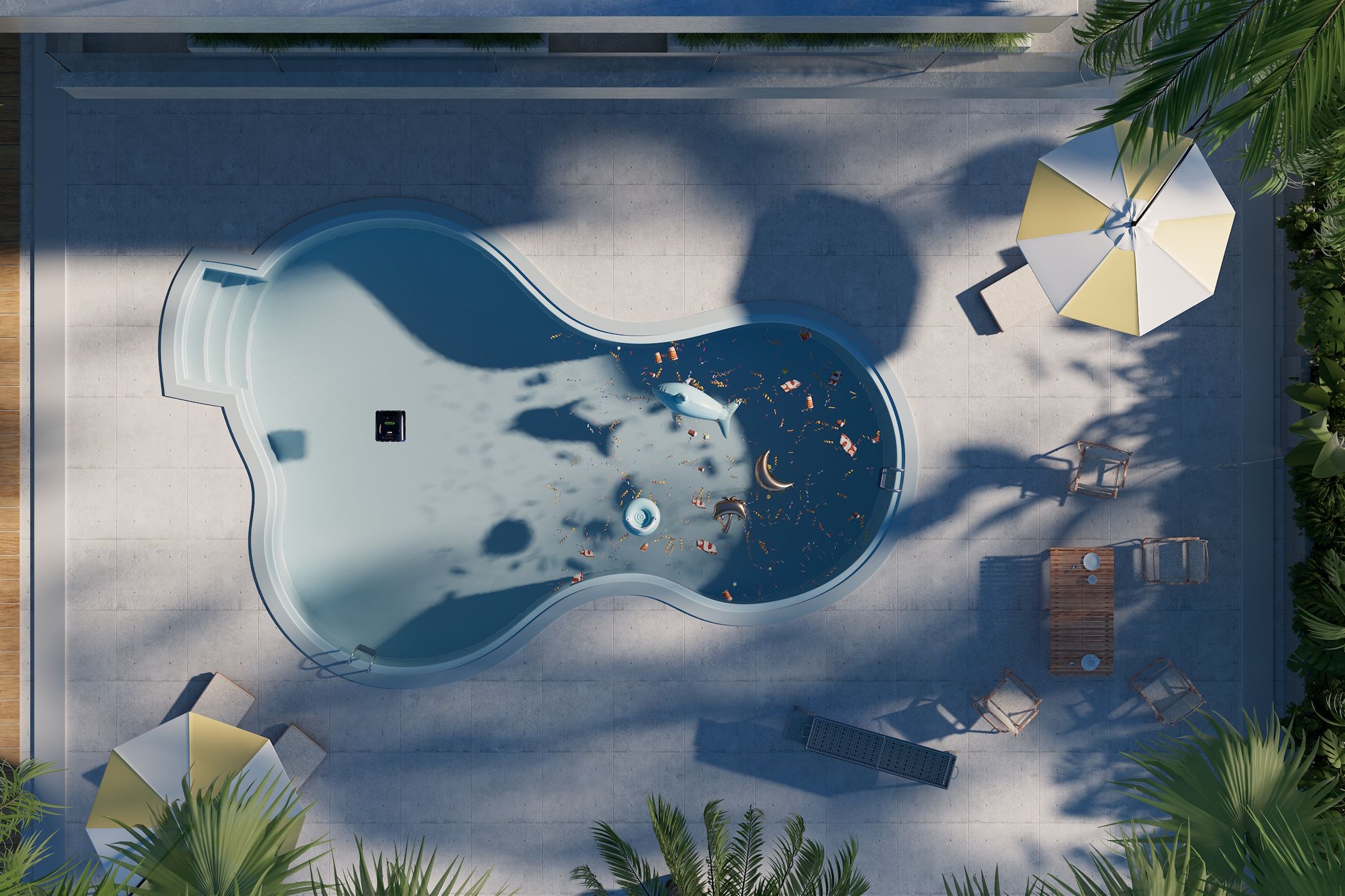 Beatbot AquaSense 2 cleaning pool with debris