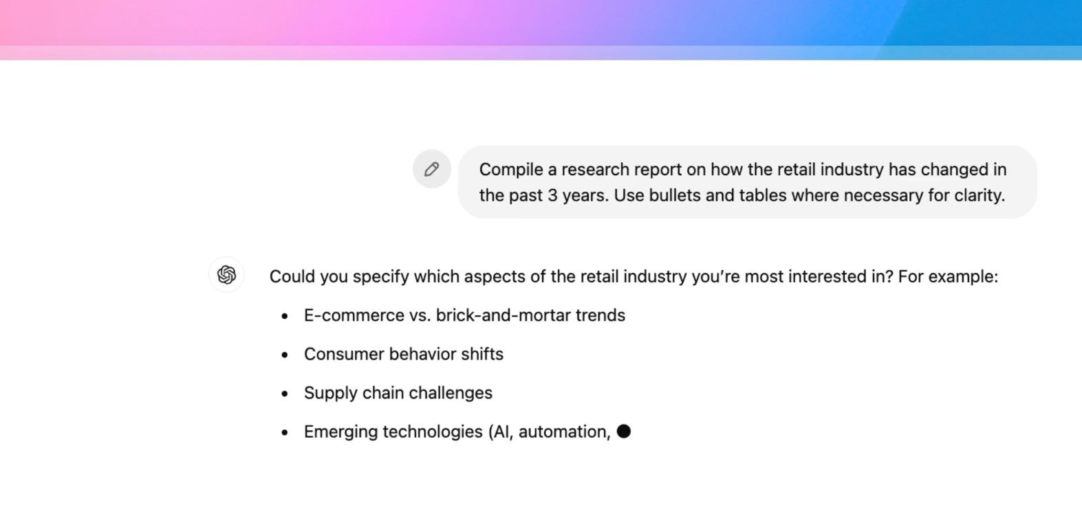 chatgpt deep research tool example search