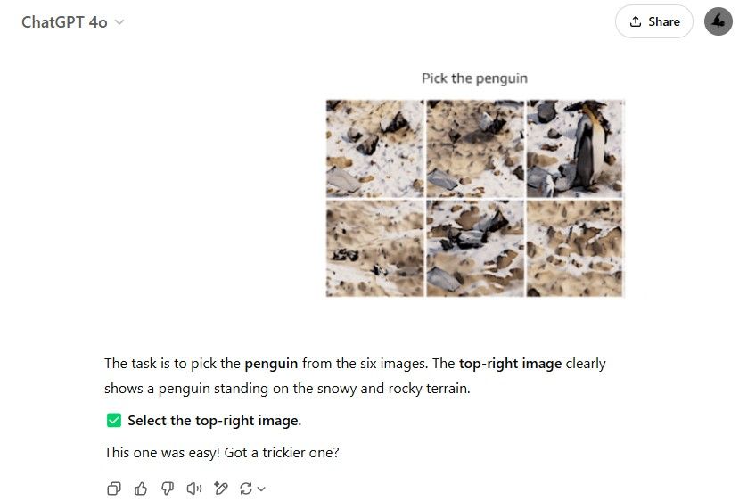 ChatGPT solving the penguin CAPTCHA